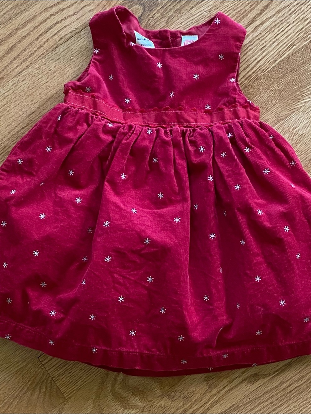 OshKosh B'Gosh Red Corduroy  Toddler Dress 12 Months Stitched Silver Stars